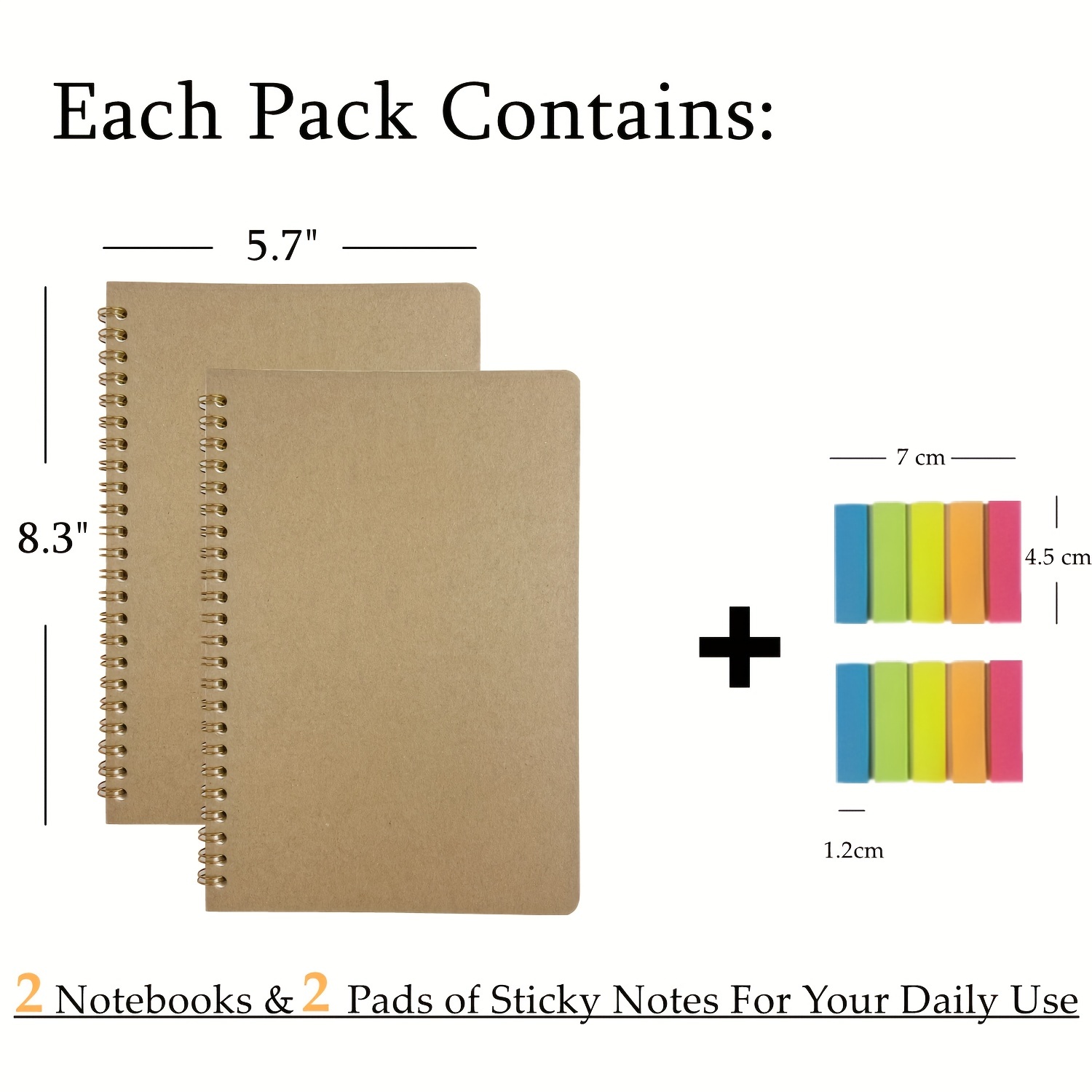 Spiral Notebook - 3 Pack A5 Spiral Notebooks, 5.9”x 8.3”, 3 x 160