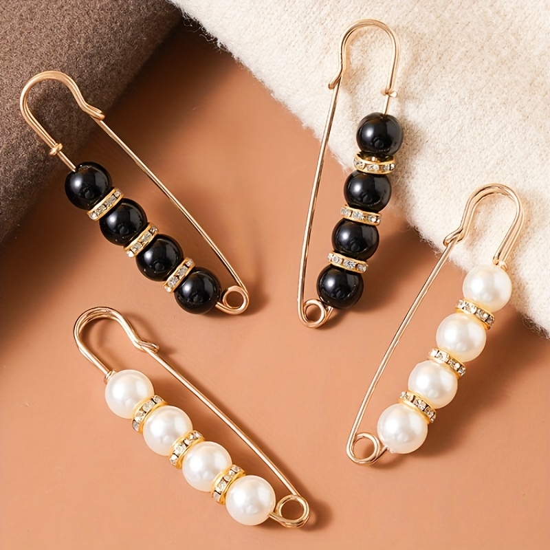 Faux Pearls Brooch Pin Set Elegant Clothings Decoration For - Temu