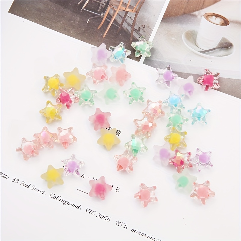 Frosted Star Beads, Kawaii Star Shaped Beads, Clear Star Beads for Jew