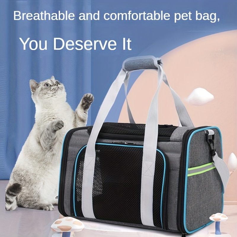  Cat Carrying Case - Pet Carrier Airline Approved, Protable and  Breathable Pet Travel Carrier Removable Fleece Pad, Collapsible Cat Carrier  Dog Carrier for Medium Cats Small Cats Dogs(Medium, Blue) 