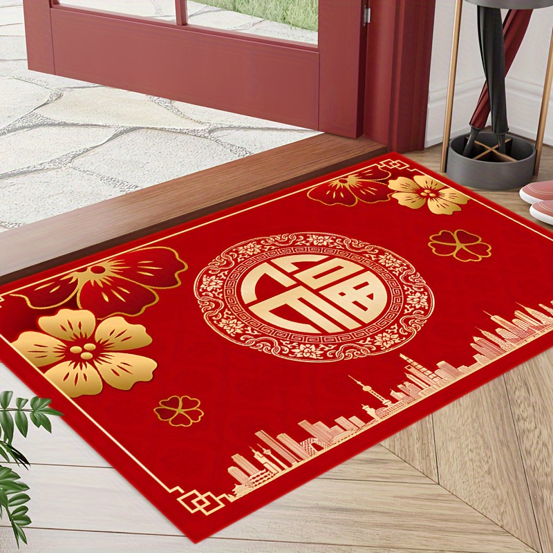 Red Festive Holiday Doormat Non slip And Durable Area Rug - Temu