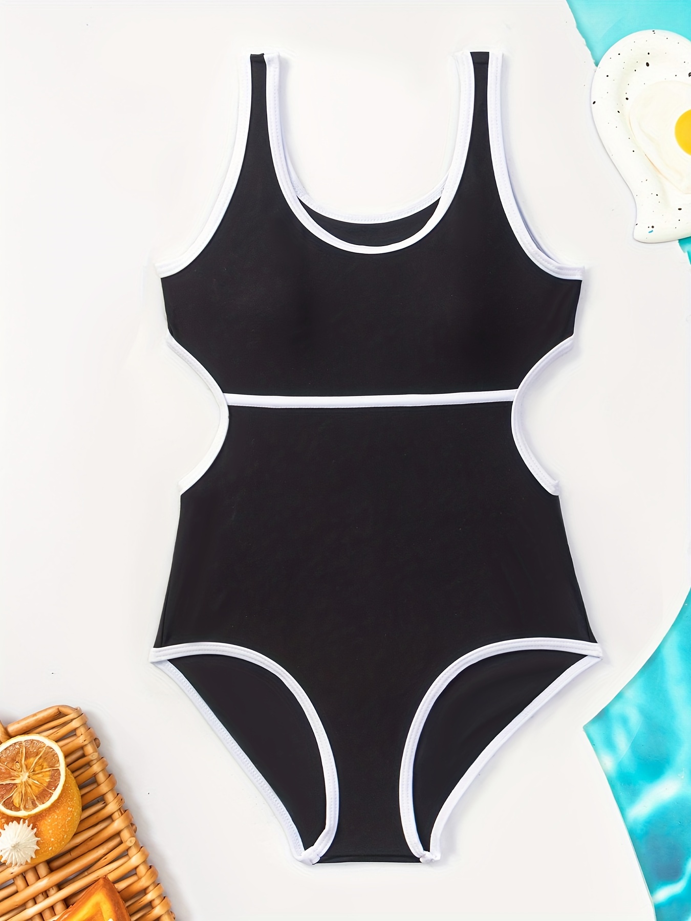 Black And White Bathing Suit One Piece Free Returns Within 90 Days Temu