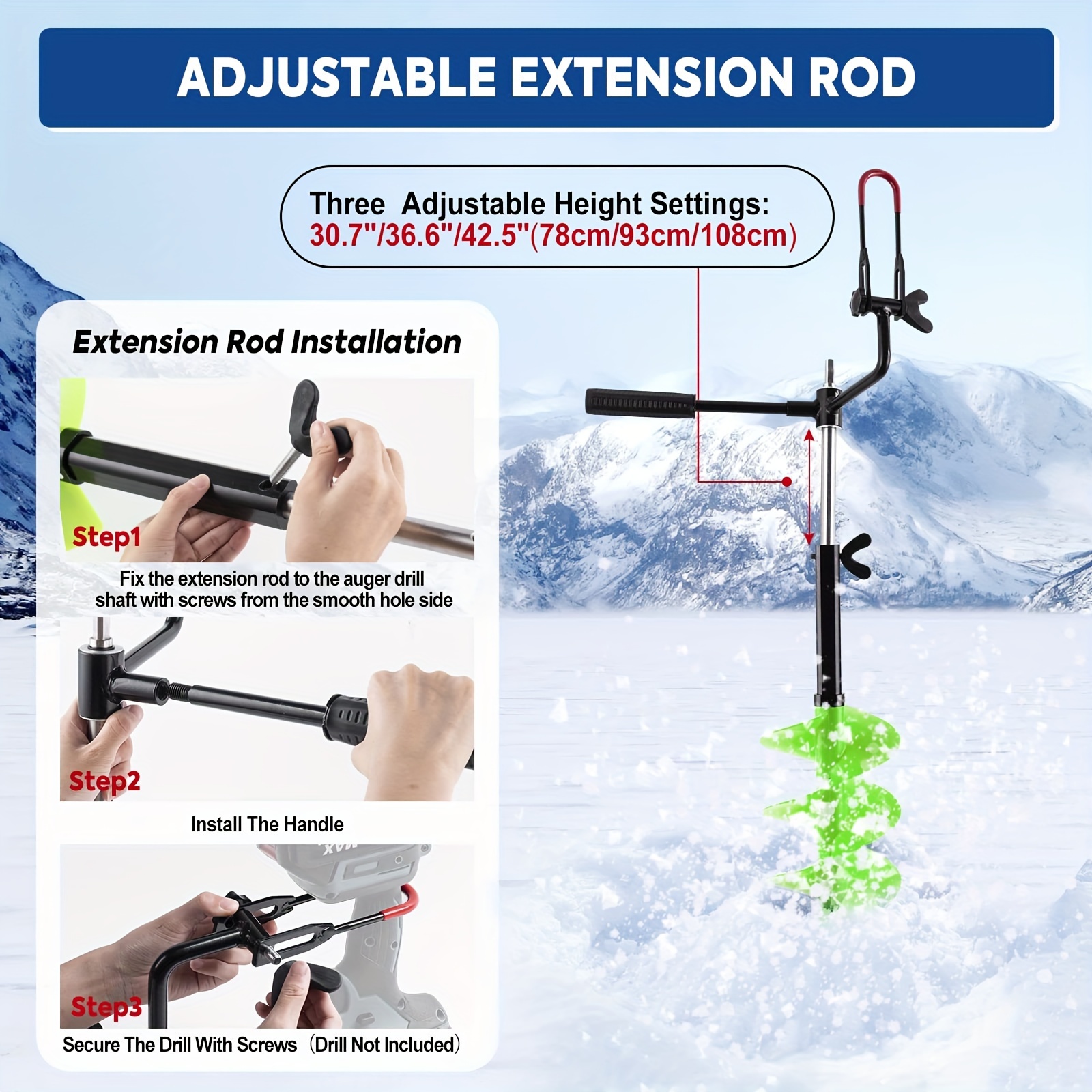 Ice Fishing Tackle Ice Drill Extension Rod Nylon Ice Auger - Temu Canada