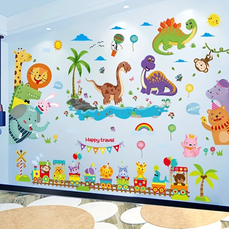 2pcs Big Tree English Letter Preschool Cartoon Wall Sticker Living Room  Bedroom Study Background Wall Decoration