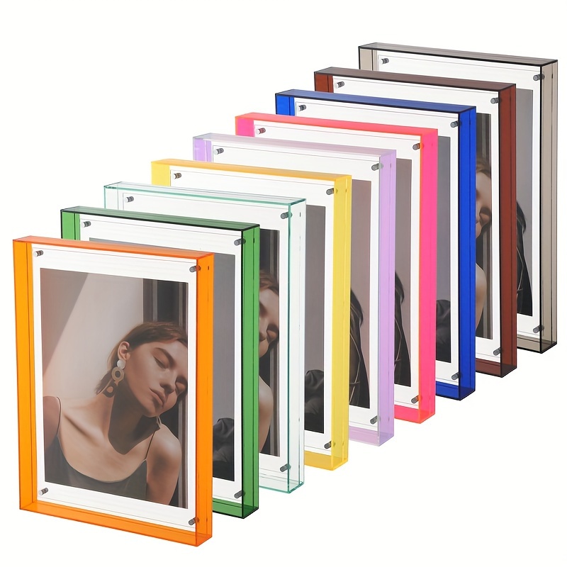 5x7 Wall Mounted Acrylic Frameless Photo Frame Clear Picture Frame Rectango  Floating Certificate Frame Double Panel