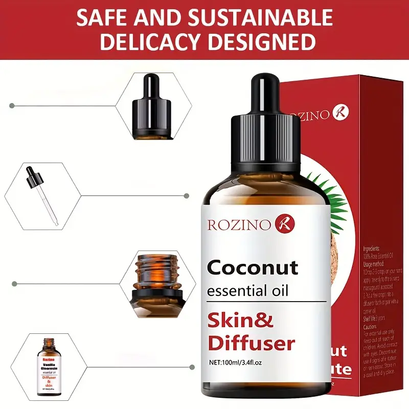 Coconut Essential Oil For Skin Care Massage - Temu