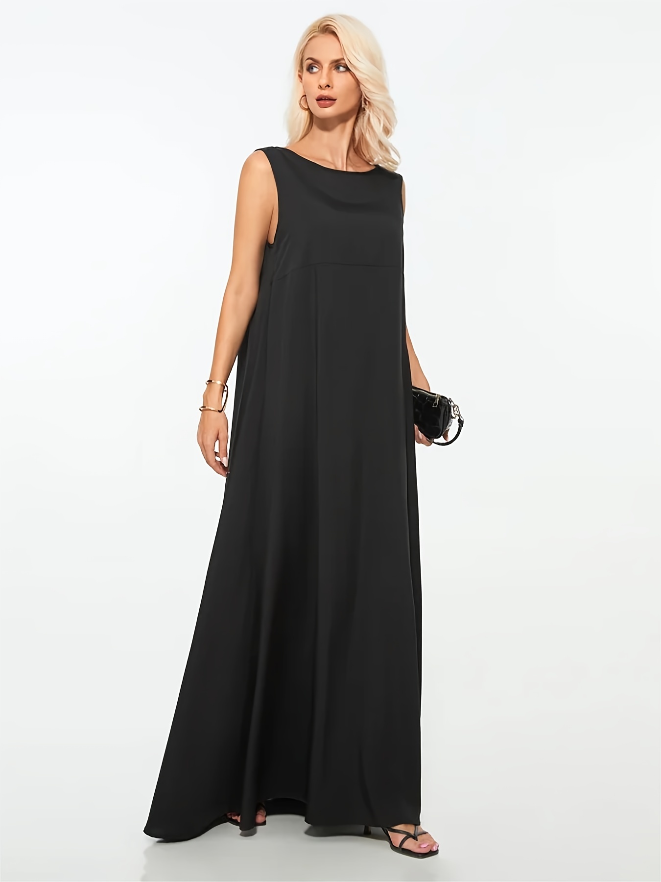 Plain black day clearance dress