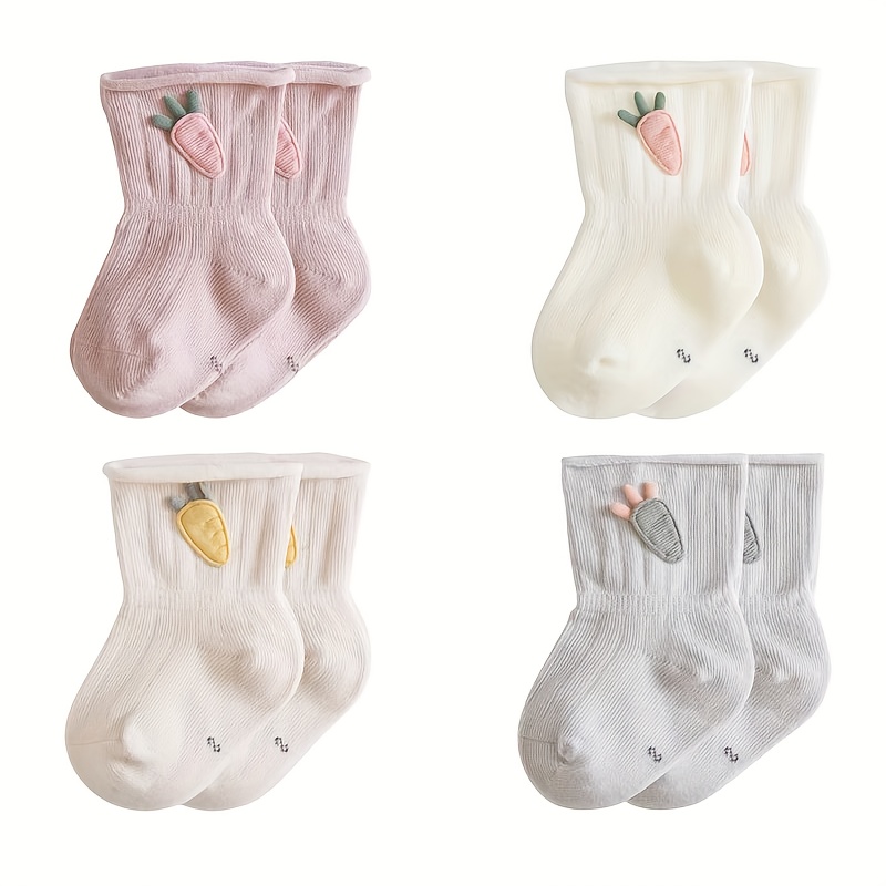 4 Pairs Of Spring/autumn Breathable Cute Mid-calf Socks