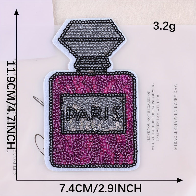 Fashion Sequin Patch Perfume Bottle/Lips/Letter Embroidery Cloth Patch  Stickers Clothing Accessories T-Shirt Decoration (Purple Mouth / Caihong  Series) : : Office Products