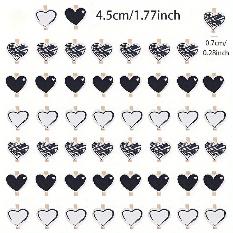 Home 50pcs Heart Clips Small Wooden Clothes Pin Craft Clips DIY