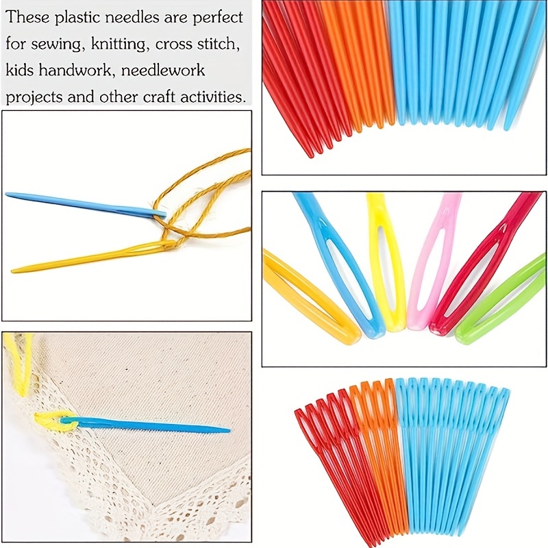 100 Pcs Plastic Sewing Needles, Big Eye Sewing Needles For