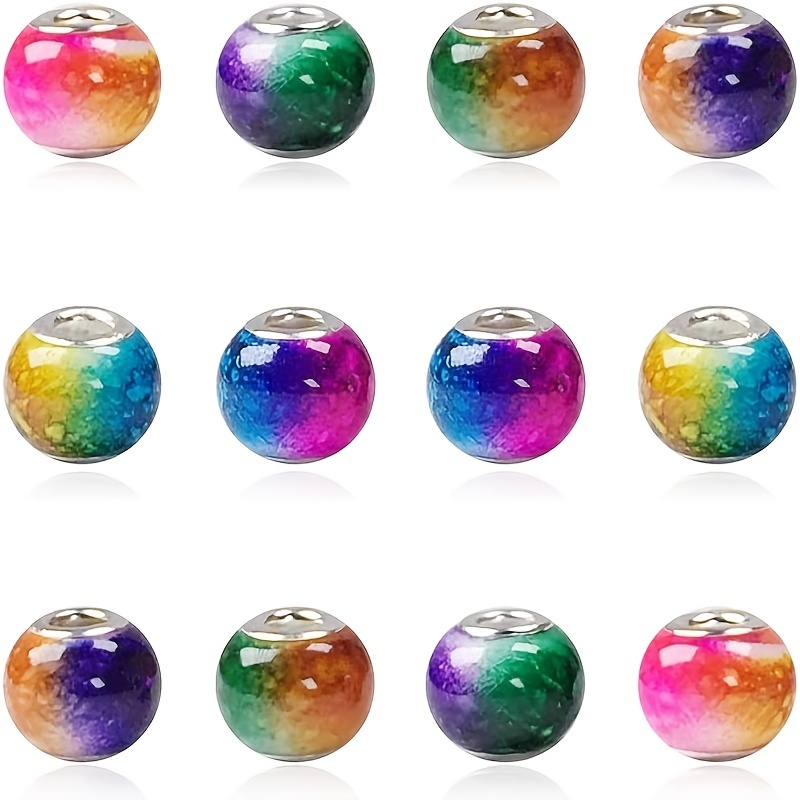 Explosion Two-Tone Glass Beads 24pcs 14x9mm Large Hole Loose Gap Beads  Suitable For DIY Bracelet Jewelry Making