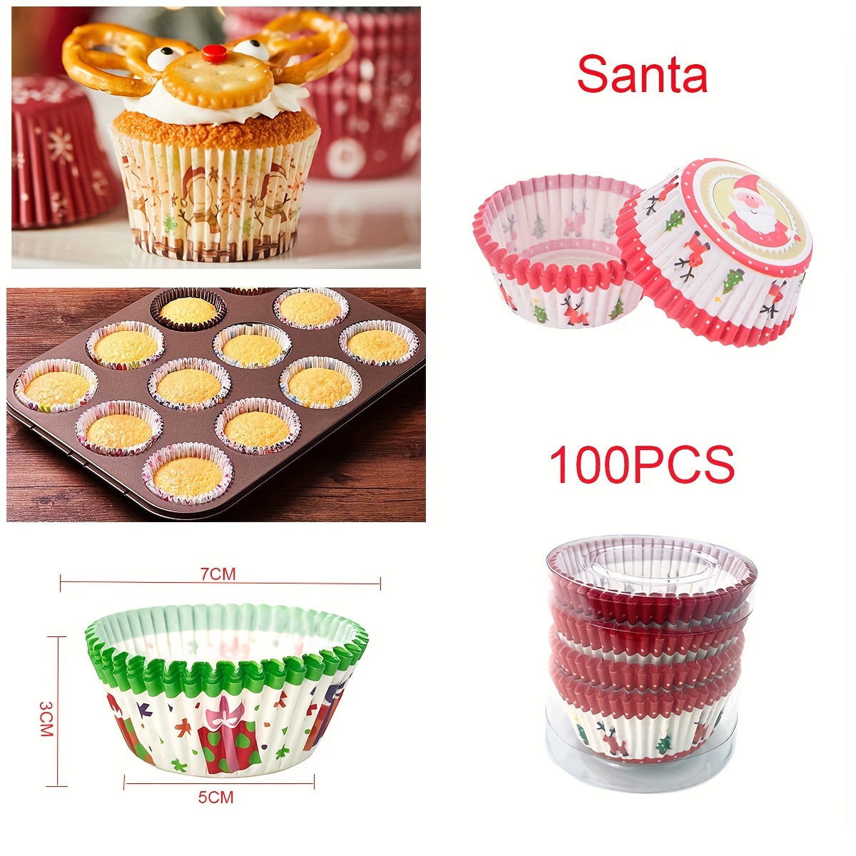 Christmas Cupcake Baking Cups Food Grade Muffin Cups Heavy - Temu