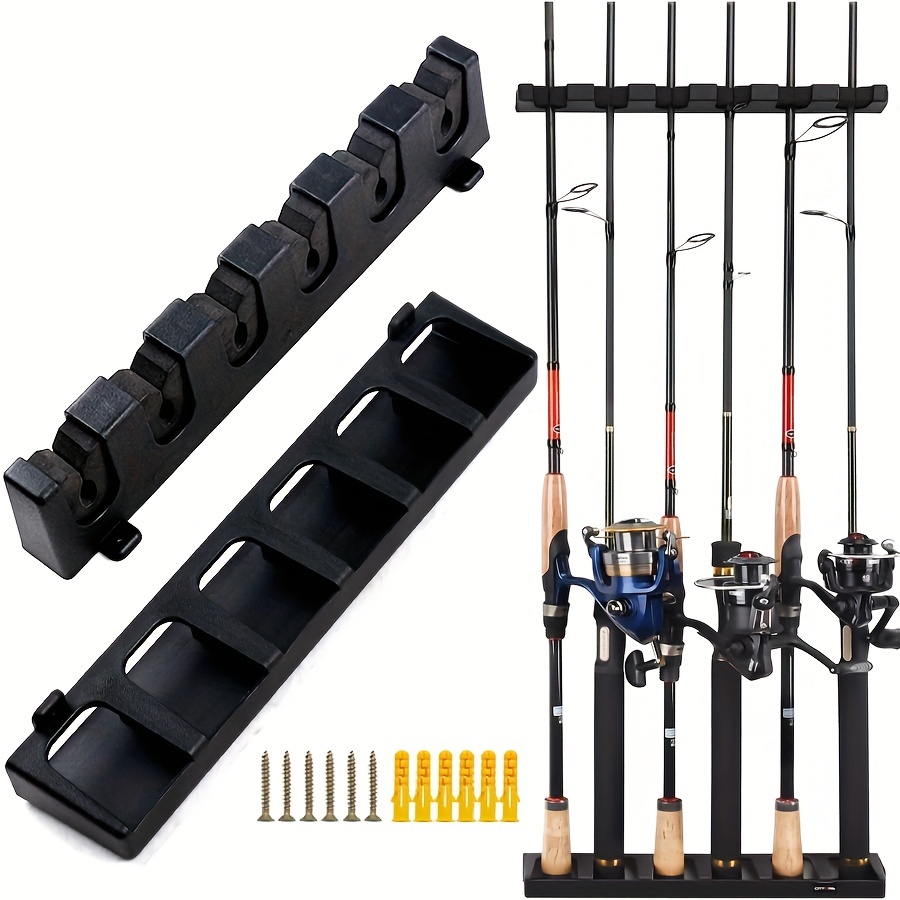 1pc Wall-Mounted Fishing Rod Rack for 6 Rods - Space-Saving and Convenient  Fishing Pole Holder