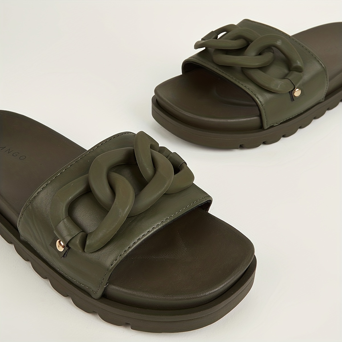Women's Chain Decor Slide Sandals Soft Sole Summer Shoes