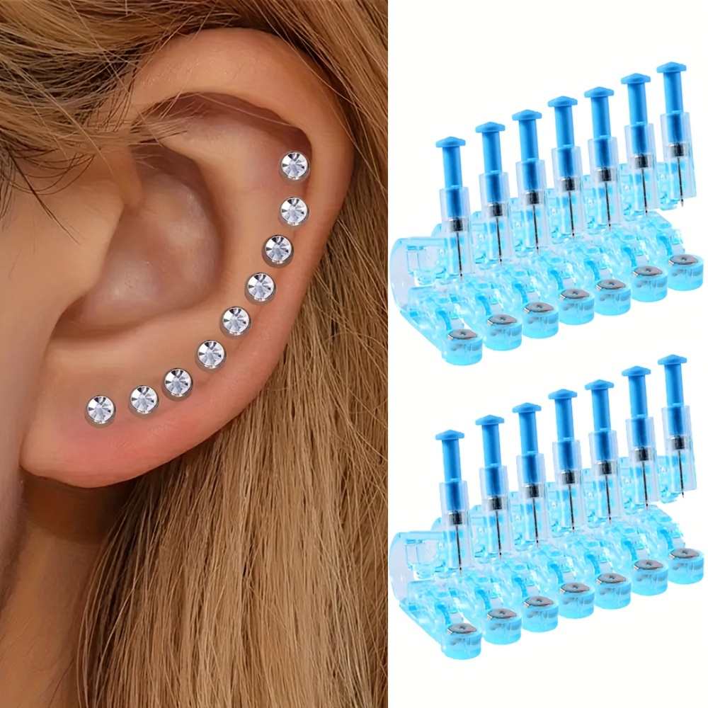 6 Pack Self Ear Piercing Gun Disposable Self Earring Piercing Kit Safety  Ear Piercing Gun Machine Studs Nose CLip Body Jewelry Piercing Tool with  Earring Studs (Pack of 6 Pcs) 