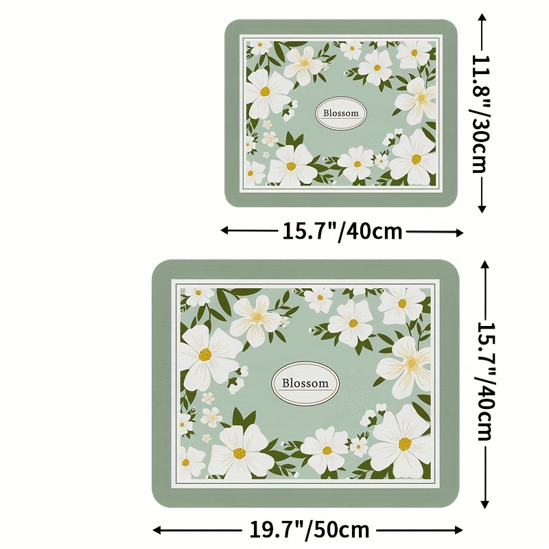 Dexi Dish Drying Mat For Kitchen Counter Floral Placemat, Non-slip