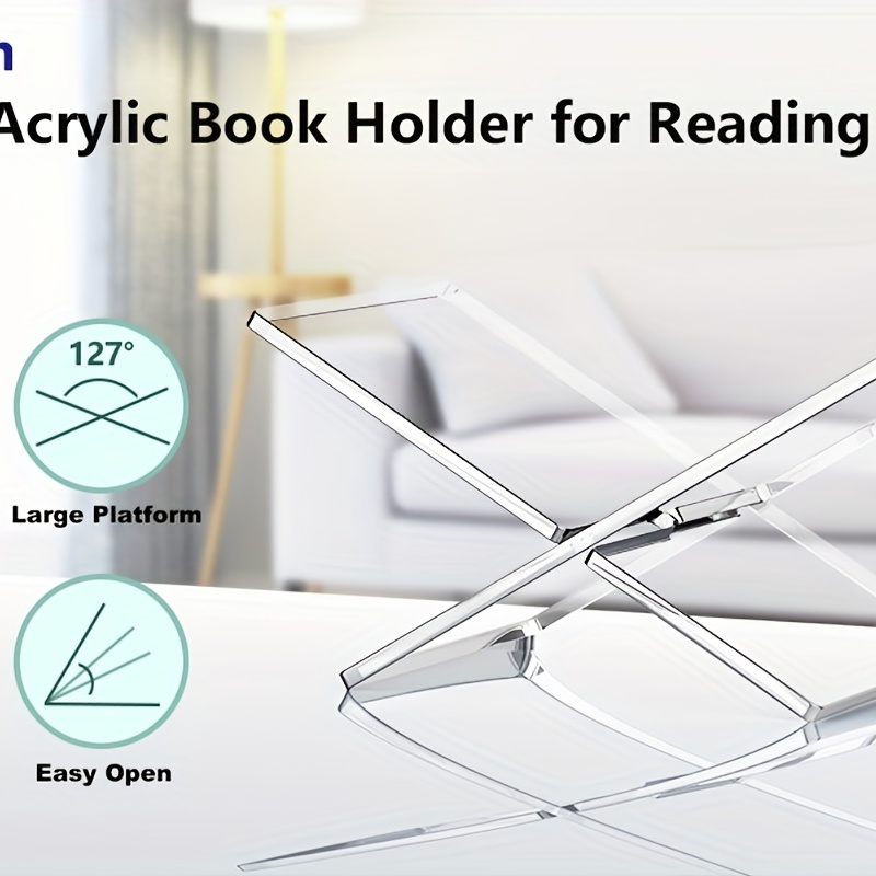  FEMELI Clear Book Holder, Acrylic Book Stands for Cook Book  Display,Large Sturdy Open Reading Magzine Holder for Textbook, Bible, Easel  in Tabletop and Kitchen : Office Products