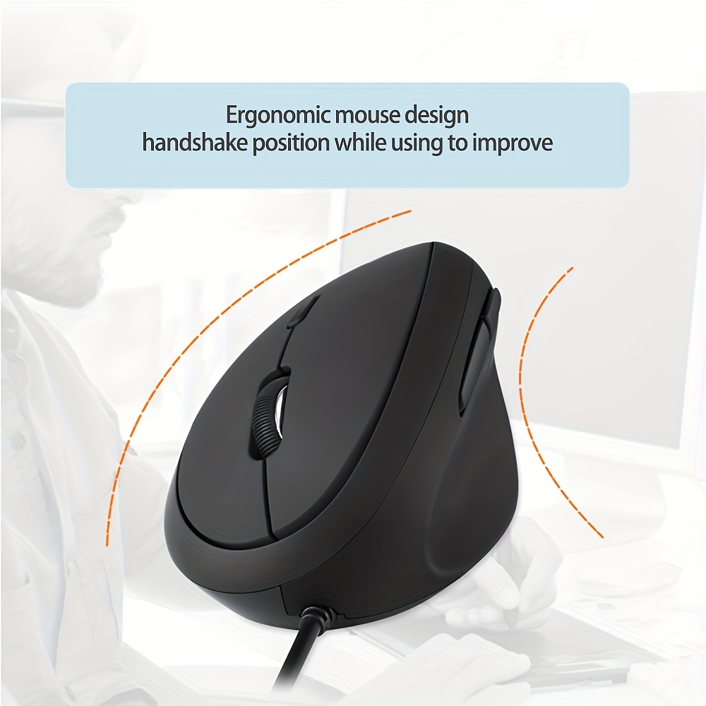 Mouse USB Cablato Mouse Verticale Ergonomico, Impugnatura Verticale e  Design Ergonomico Previene Il Disturbo del Tunnel Carpale Adjustable  800/1200/1600 DPI, 5Pulsanti per PC/Laptop/Mac : : Informatica