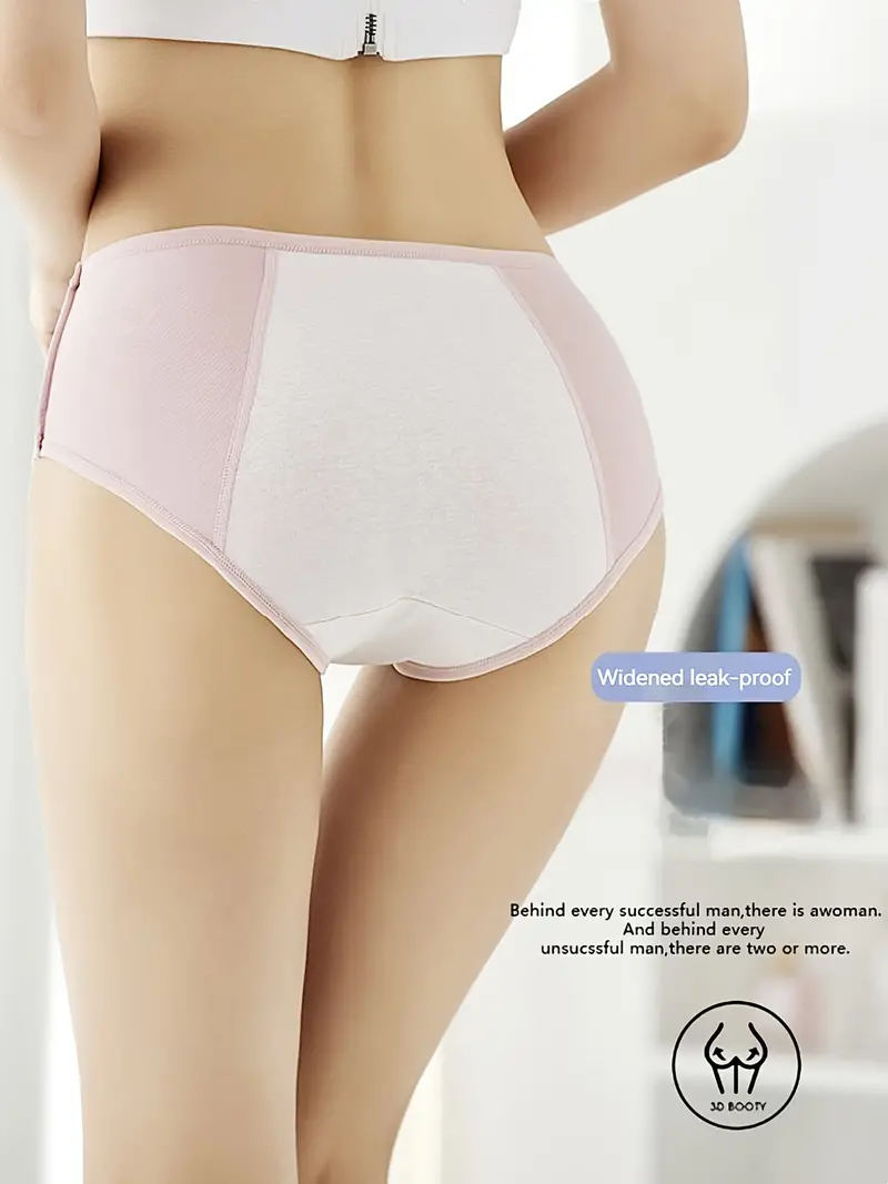 4pcs Solid Physiological Leak-proof Briefs, Comfy Breathable Stretchy  Intimates Panties, Women's Lingerie & Underwear