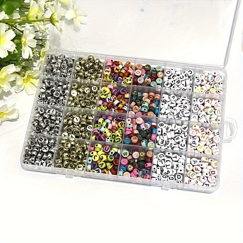 2600pcs Glass Beads+1200pcs Multiple Letter Beads Set With 2 Rolls Of  Crystal Thread For Jewelry Making DIY Friendship Bracelet Necklace Phone  Chain C