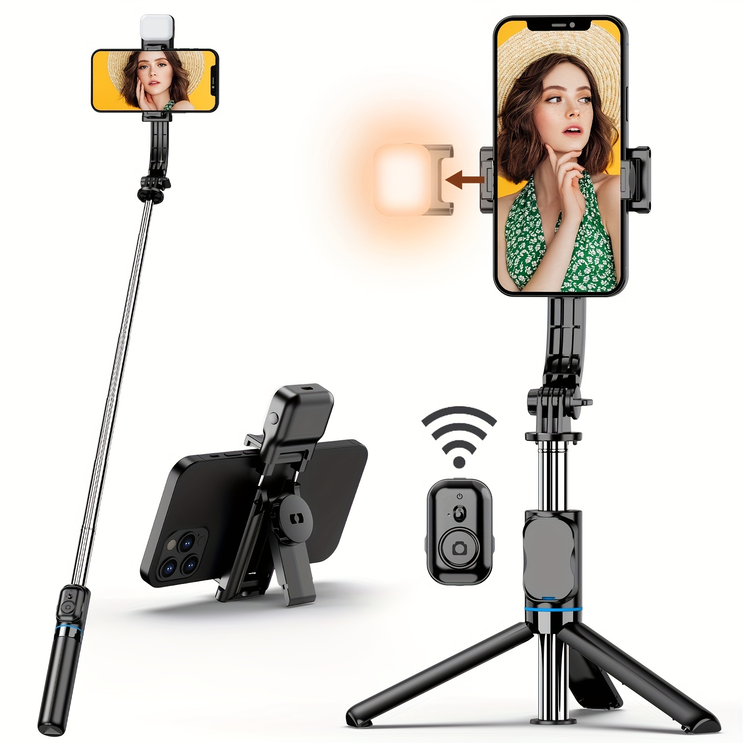 Trípode para palo selfie para teléfono móvil de 40 pulgadas, extensible,  soporte para trípode para teléfono inteligente todo en 1 con control remoto  i
