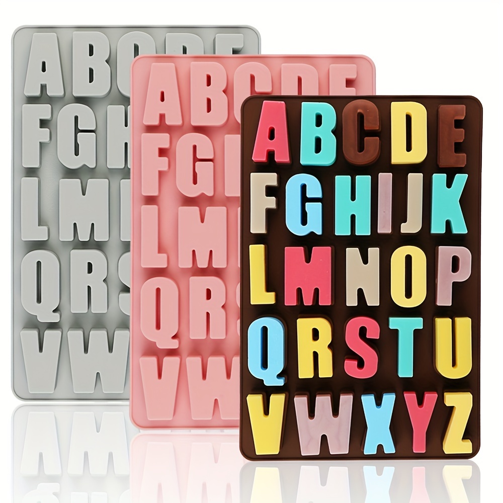 

1pc Large Alphabet Silicone Mold 26 Letters Crayon Mold Chocolate Mold Biscuit Ice Cube Tray Letter Silicone Drop Glue Handmade Soap Mold Cake Baking Decoration Tool