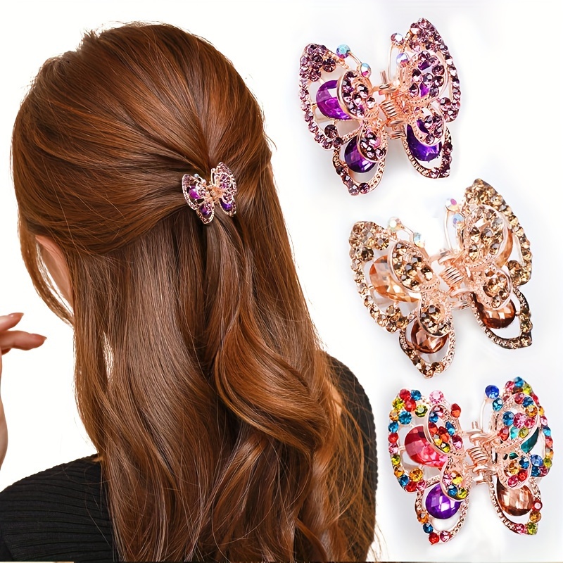 

Elegant Faux Pearl And Rhinestone Decorative Hair Clip Butterfly Shaped Hair Grab Clip Vintage Hair Barrette For Women And Daily Uses