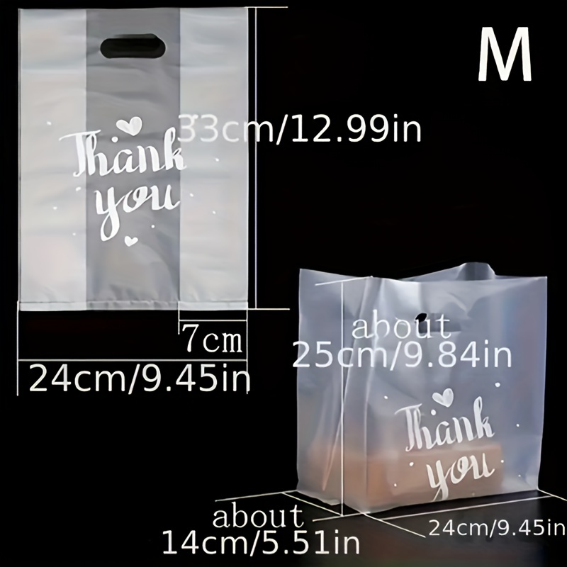 50pcs Thank You Plastic Gift Bags Plastic Shopping Bags With Handle  Christmas Wedding Party Favor Bag Candy Cake Wrapping Bags