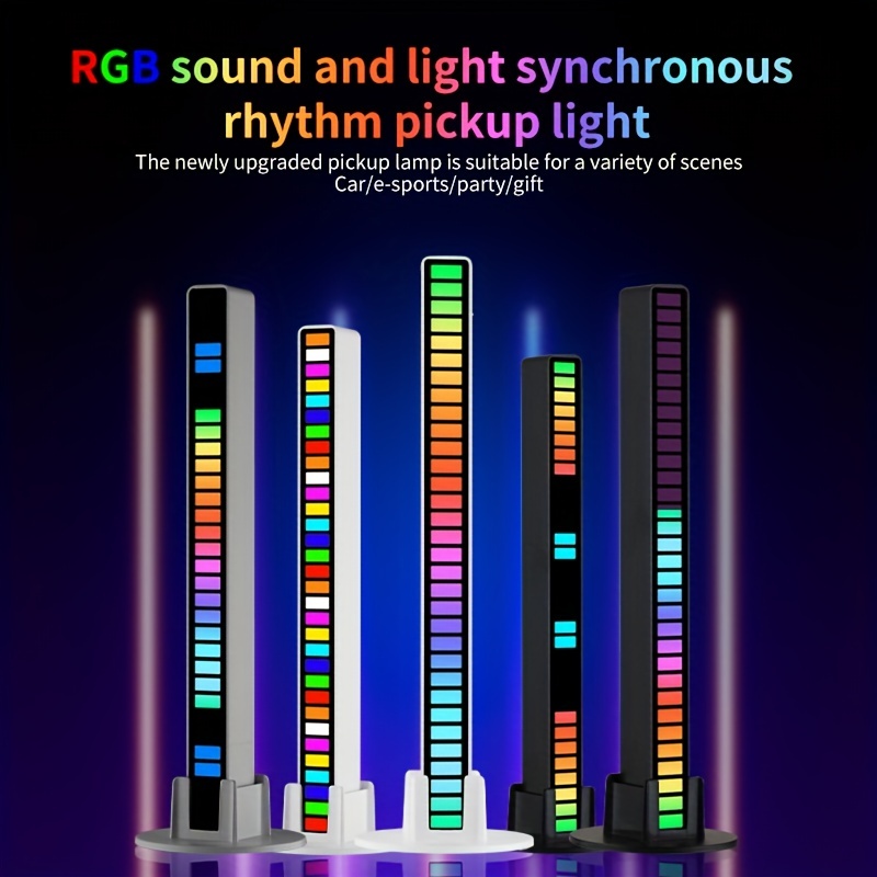 Lámpara RGB LED Rhythm Light Music Sound Control Pickup Lamps (B Black  Type-C Plug) JShteea Para estrenar