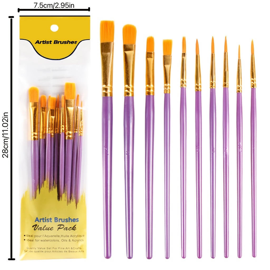 10PCS Paints Brushes Wood Fine Paint Brush Line Drawing Pens for