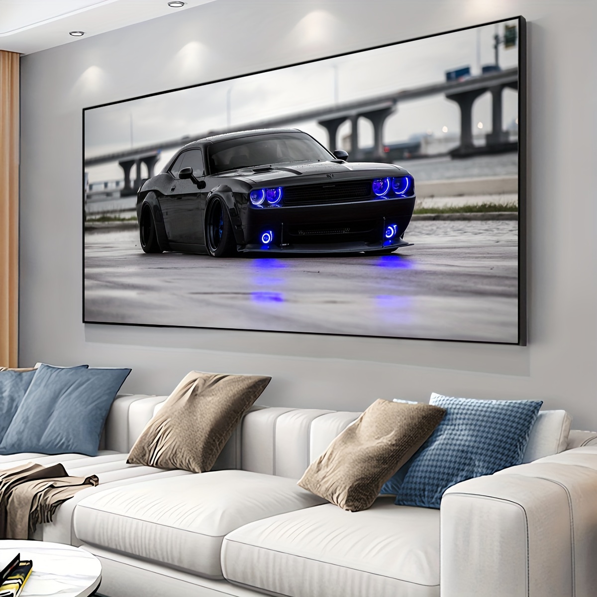 1pc Unframed Black Cool Car Wall Art Canvas Poster Fashion Home Decoration Birthday Gift For Friends Family For Living Room Bedroom Office Bar Cheap Wall Decor Waterproof Odorless Painting