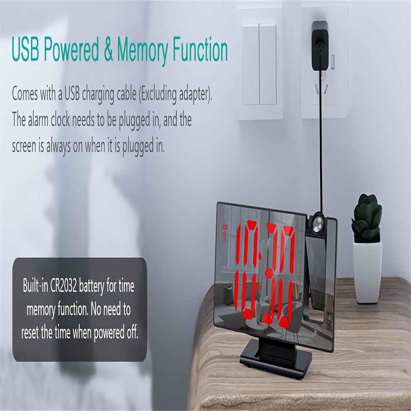 Projection Clock Room Decoration Clock Multi functional Temu