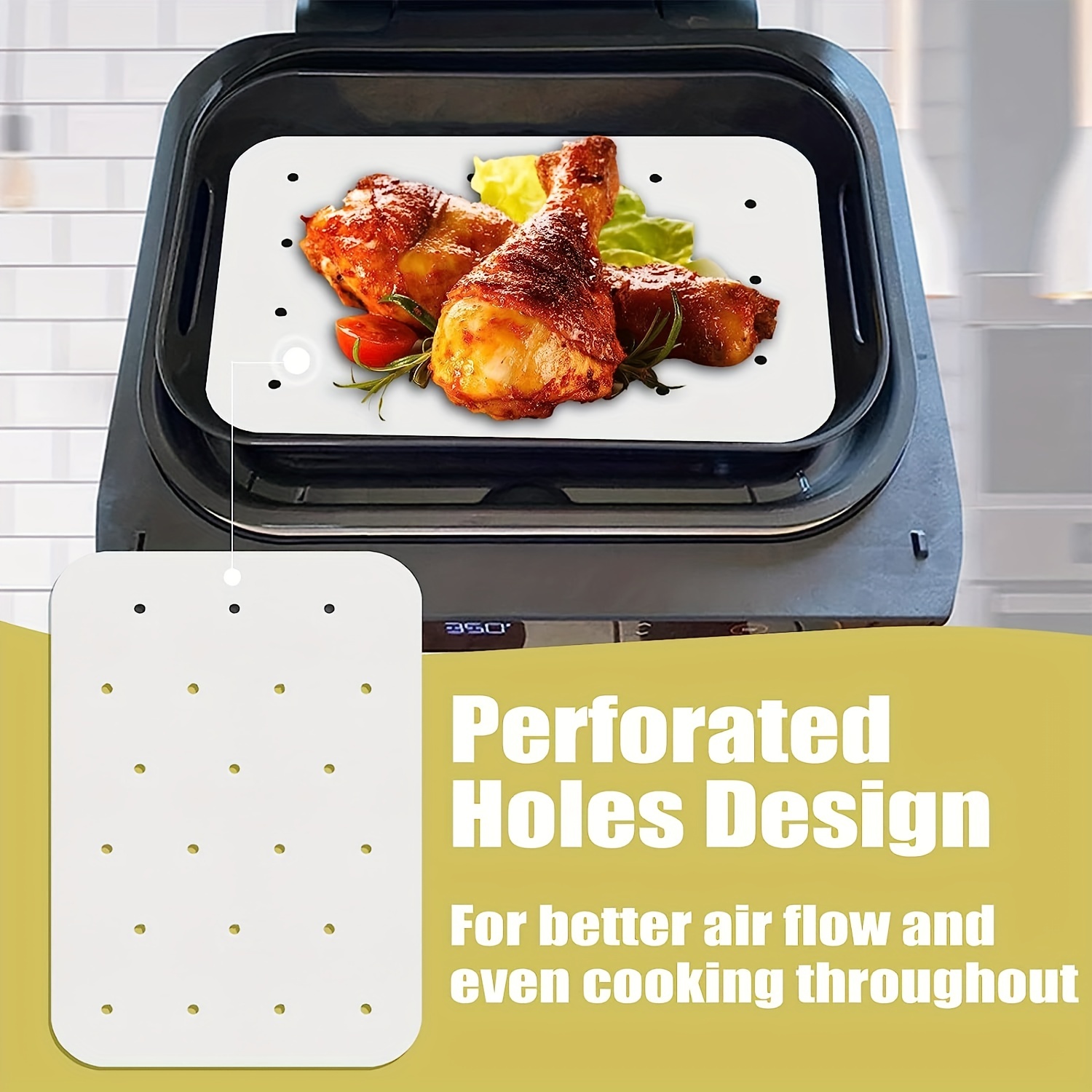 Xmas Rectangle Round Square Disposable Air Fryer Paper Liner Oilproof  Non-Stick Baking Mat for Ninja Foodi Air Fryer Accessorie