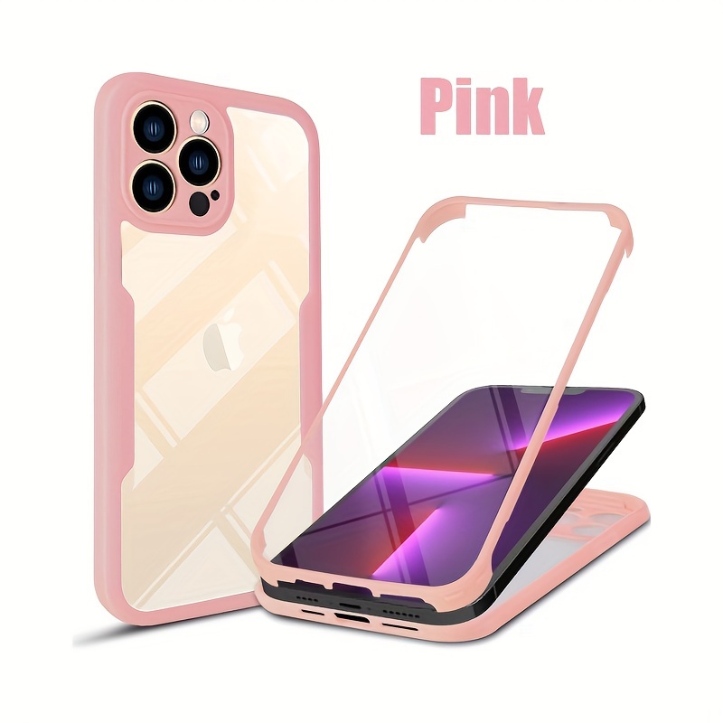 360 full protection transparent phone case for iphone 14 pro max front soft film hard back cover for iphone 11 12 13 15 pro max x xs xr 8 7 plus mini se case details 10