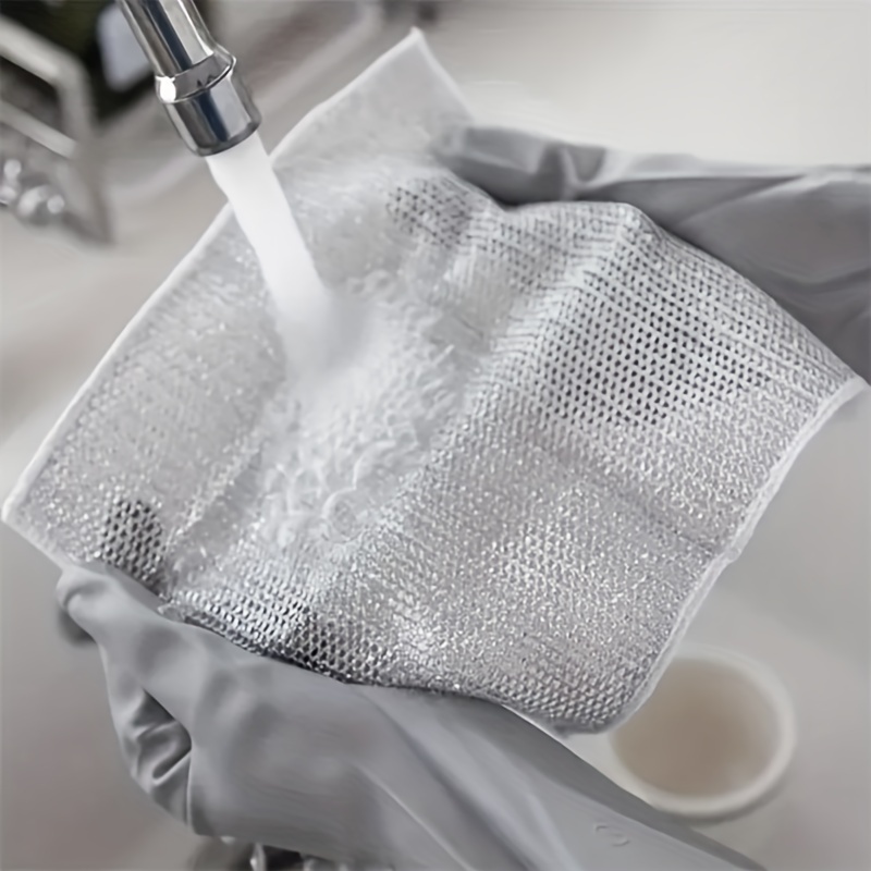 Single-Faced Silver Wire Dishwashing Cloth, Non-Stick Oil Steel Wire  Cleaning Cloth As Alternative To Steel Wire Balls, Multi-Functional Home  Use Dishwashing Cloth