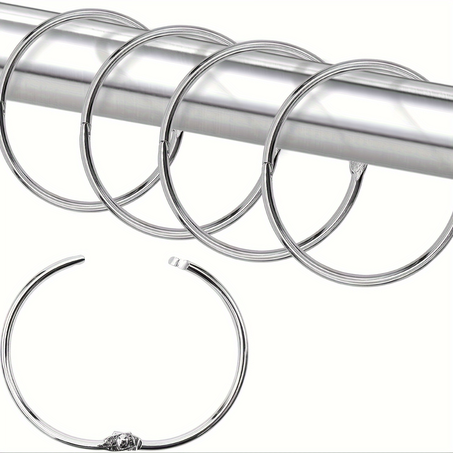 Shower Curtain Hooks Rings Rustproof Round Bathroom Hanging - Temu