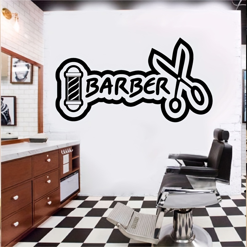 Letrero de peluquería Decoración de ventana Adhesivos de Pared Accesorios  para Barbería Salón de Belleza Etiqueta de Pared Logotipo de Barbería