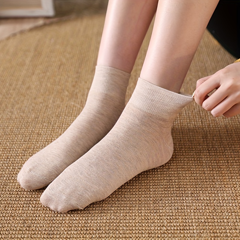 5 Pairs Solid Short Socks Soft & Comfy Women's Stockings & Hosiery