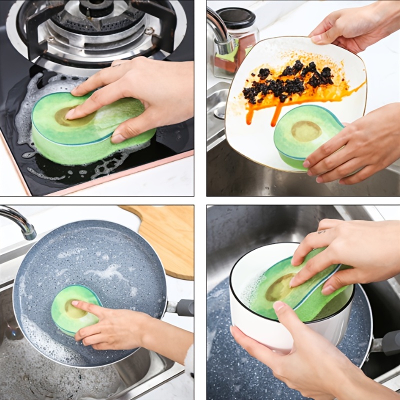 4Pcs Dish Cleaning Sponges Cute Fruit-shape Thickened Kitchen