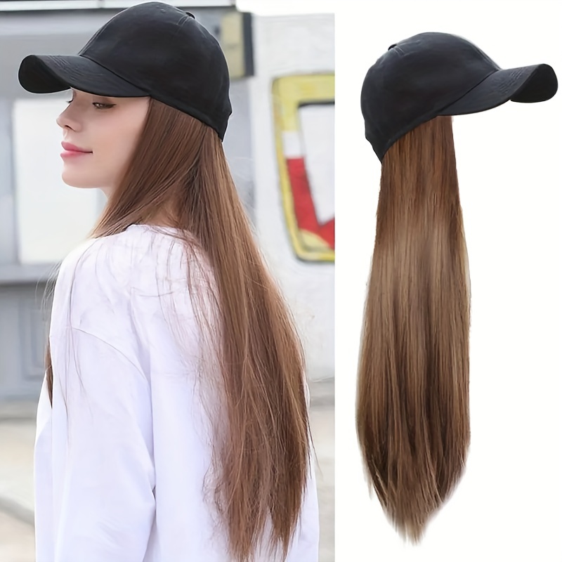 Hat Wig Long Straight Wig Synthetic Wig Beginners Friendly Temu