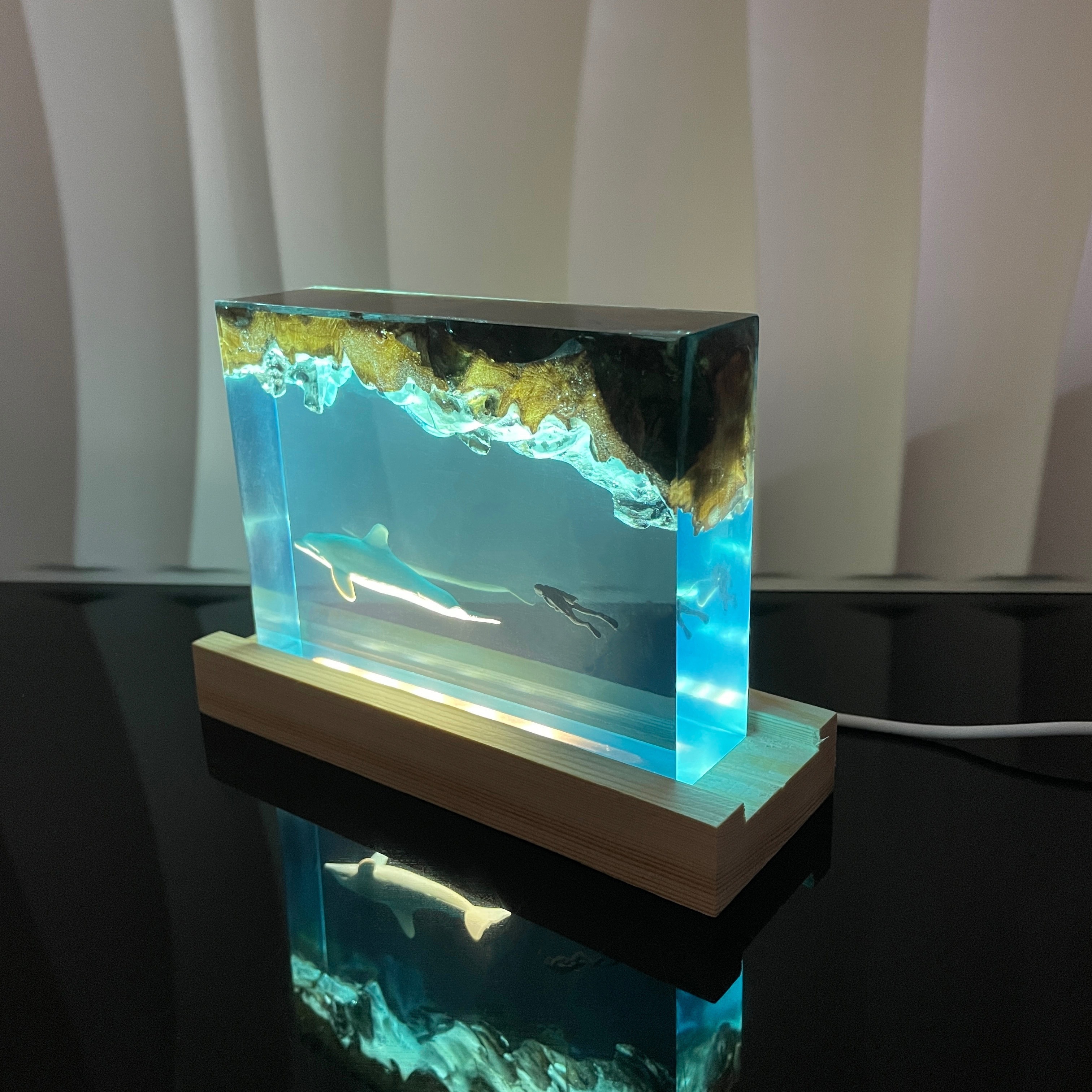 Dolphin Night Light, Ocean Diorama Lamp, Seabed Diorama Lamp
