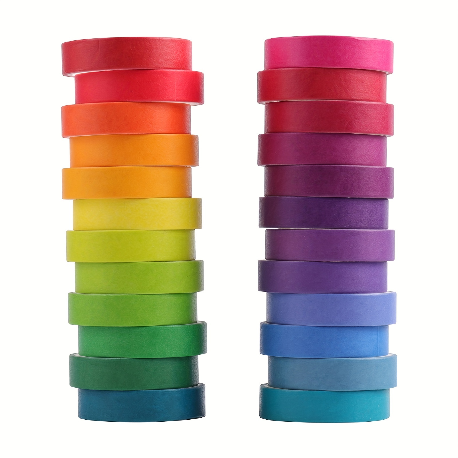 

0.9cm*2m Basic Style Solid Color Rainbow Color Printed Diy Washi Tape, School Office Supplies