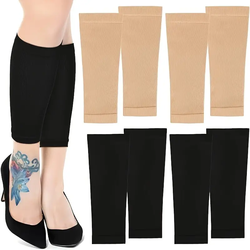 4 Pairs Leg Covers Sleeve Tattoo Cover For Women Men Calf Compression Band  Support Compression Uv Half Sleeves Sport Socks Outdoor Activities Sports  Supplies Order A Size Up Black Flesh