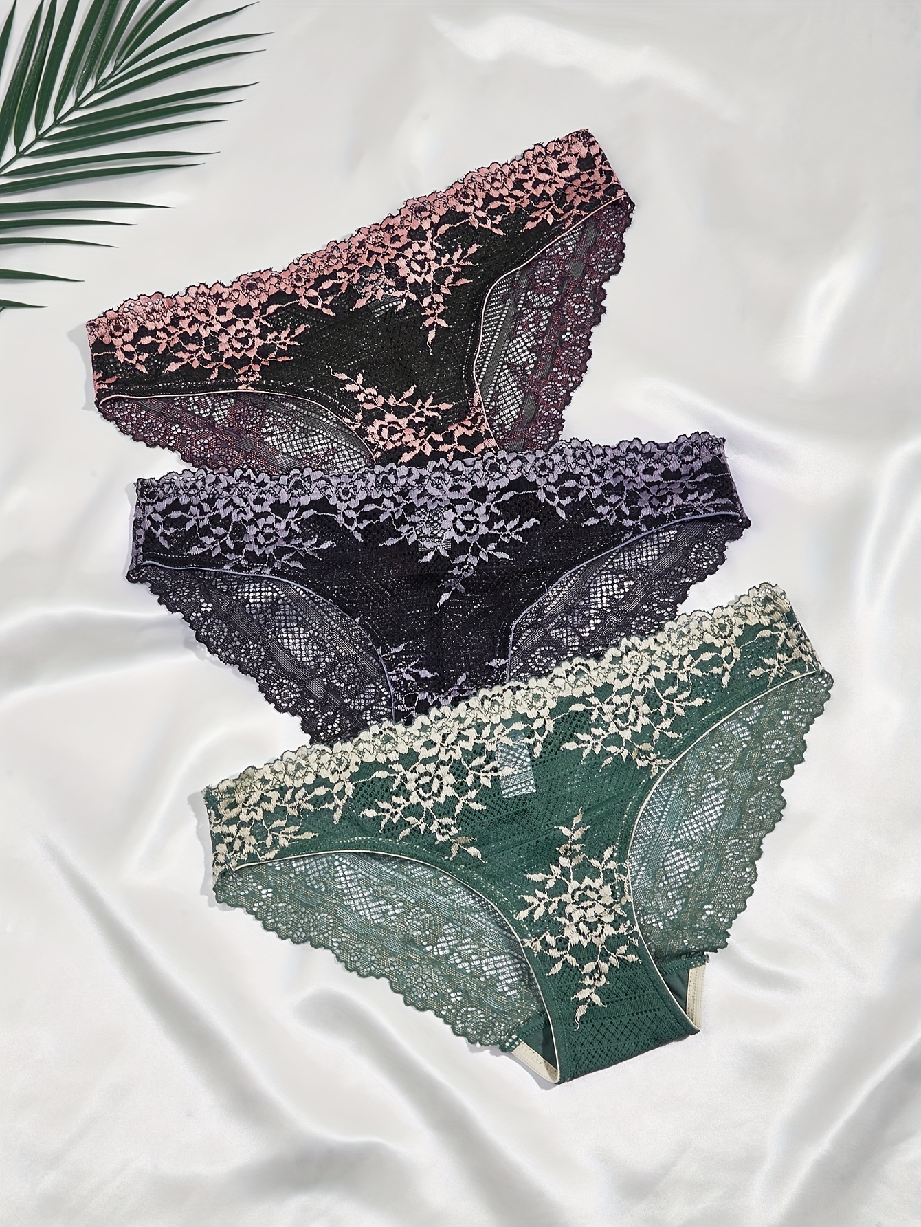 Contrast Lace Briefs Comfy Breathable Stretchy Intimates - Temu