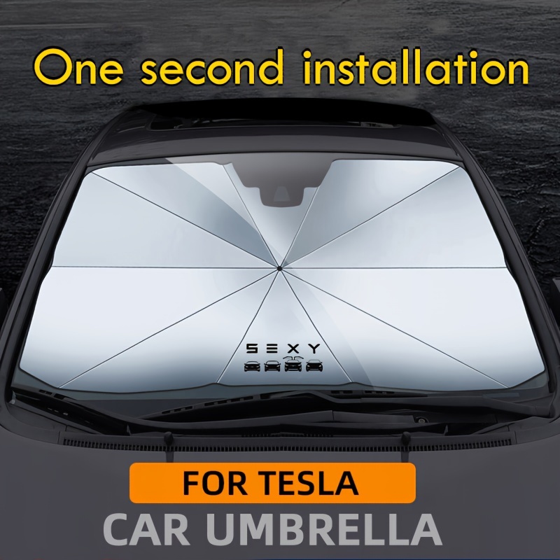 CALUU Parapluie portatif de Voiture, Pour Tesla Model 3 Model S Model X  Model Y accessoires automatiques de parapluie se pliant de voiture de  parasol