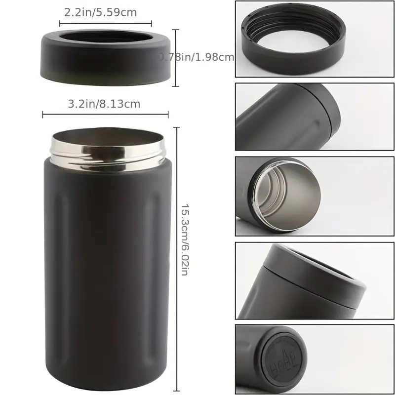 4 in 1 Insulated Slim Can Cooler for 12 OZ Cans and Beer Bottle - Keep 8  Hours Cold, Easy to Hold - Stainless Steel Can Holder, Double Walled Can