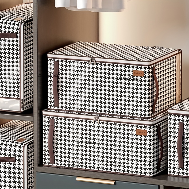 Stylish Houndstooth Storage Box For Clothes Toys Books And - Temu