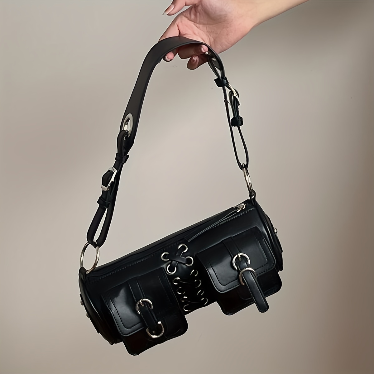 2023 New Vintage Style Punk Crossbody Bag For Women With Rope Strap,  Fall/winter Collection