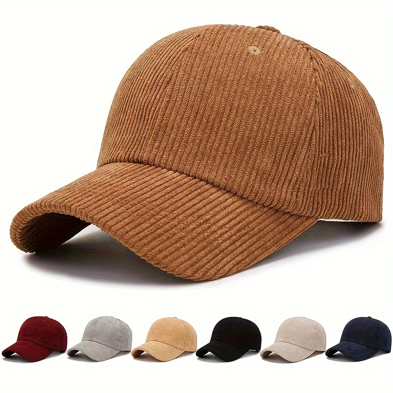 1pc Corduroy Hat Fashion Vintage Sun Hat, Bucket Hats Baseball with Adjustable Straps for Casual Daily Wear,Temu
